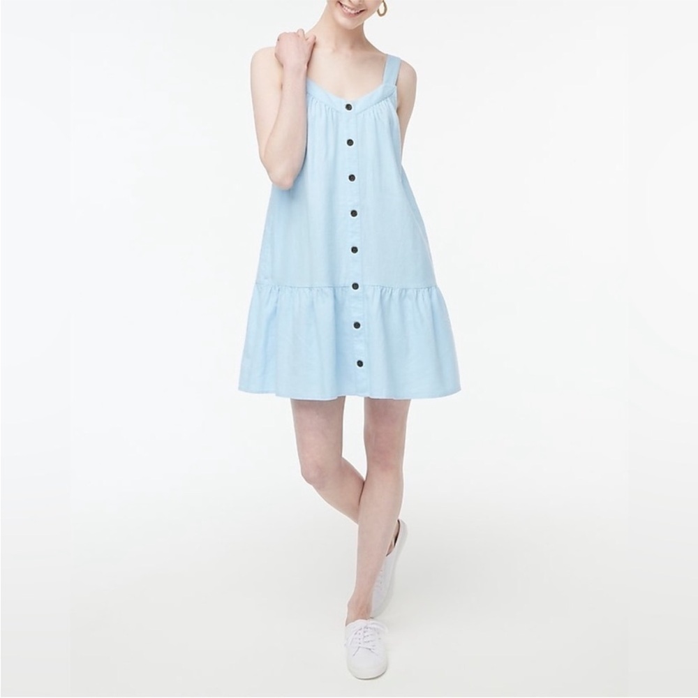 NWT J. Crew Linen Button Front Mini Dress